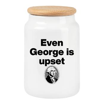 Even George Is Still Upset, US politics, Meme - Cookie Jar with Wooden Lid - white - Front