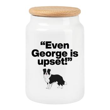 Even George Is Upset, Kennedy Center, Memorial Art - Cookie Jar with Wooden Lid - white - Front