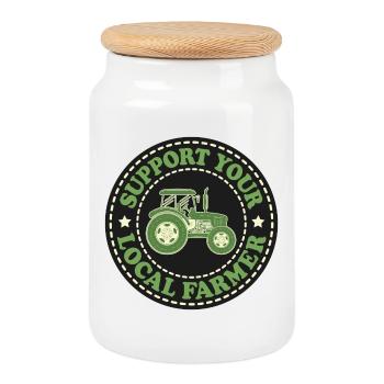 Support Your Local Farmer - Keksdose mit Holzdeckel - Weiß - Vorne