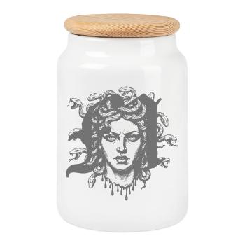 Medusa Head with Snakes - Cookie Jar with Wooden Lid - white - Front