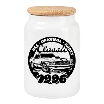 30th Birthday - Classic Musclecar 01/1996 - Cookie Jar with Wooden Lid - white - Front