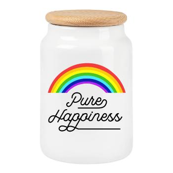 Arc-en-ciel pur bonheur coloré - Boîte à biscuits avec couvercle en bois - blanc - Devant