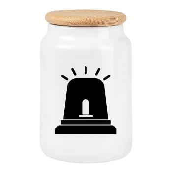 Siren light - Cookie Jar with Wooden Lid - white - Front