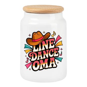 Line Dance Grandma - Cookie Jar with Wooden Lid - white - Front