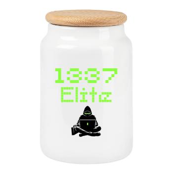 1337e Escouade d’Élite de Hackers, Leet Hacker - Boîte à biscuits avec couvercle en bois - blanc - Devant