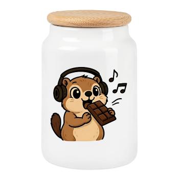 et la marmotte mange le chocolat - Boîte à biscuits avec couvercle en bois - blanc - Devant