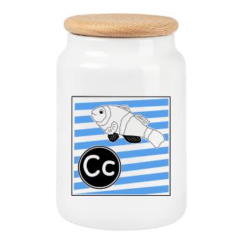 C pour Poisson-clown - Boîte à biscuits avec couvercle en bois - blanc - Devant