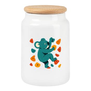 Bouldern Koala Koalabär Klettern Geschenk - Keksdose mit Holzdeckel - Weiß - Vorne