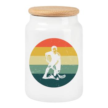 Frisches Floorball Motiv für Unihockey - Keksdose mit Holzdeckel - Weiß - Vorne