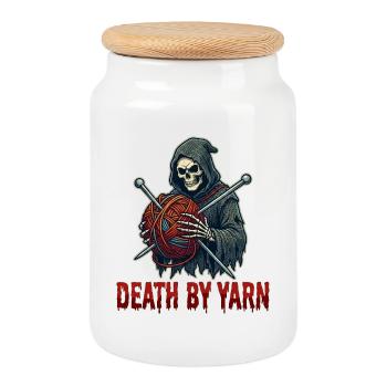 Death by Yarn Grim Reaper - Keksdose mit Holzdeckel - Weiß - Vorne