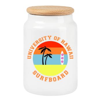 Surfboard University of Hawaii Retro - Cookie Jar with Wooden Lid - white - Front