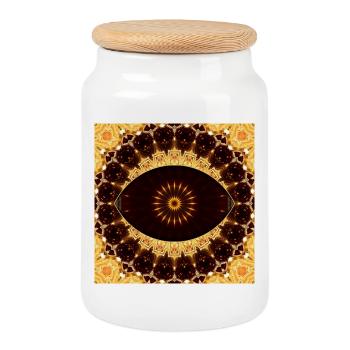Sonnenkaleidoskop Mandala - Keksdose mit Holzdeckel - Weiß - Vorne