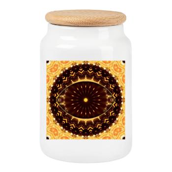 Mandala de l’Œil de Feu - Boîte à biscuits avec couvercle en bois - blanc - Devant