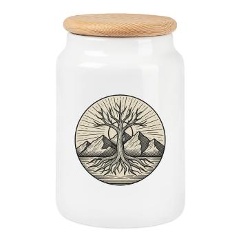 Baum des Lebens - Keksdose mit Holzdeckel - Weiß - Vorne
