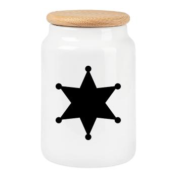 Étoile du shérif - Boîte à biscuits avec couvercle en bois - blanc - Devant