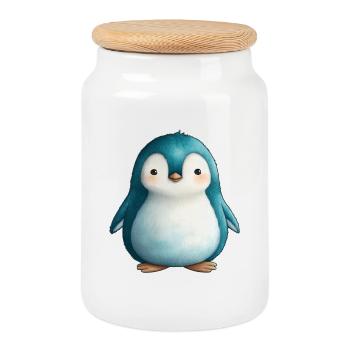 bébé pingouin, animal polaire, banquise - Cookie Jar with Wooden Lid - white - Front