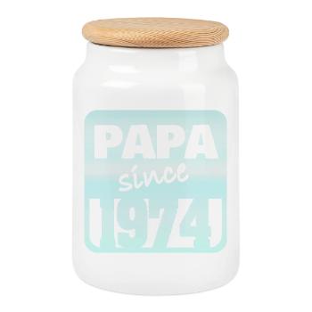 Papa 1974 - Keksdose mit Holzdeckel - Weiß - Vorne