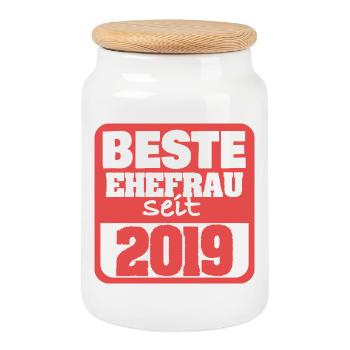 Woman 2019 - Cookie Jar with Wooden Lid - white - Front