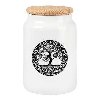 Esoterik Lifestyle Spiritualität Achtsamkeit Yoga - Keksdose mit Holzdeckel - Weiß - Vorne
