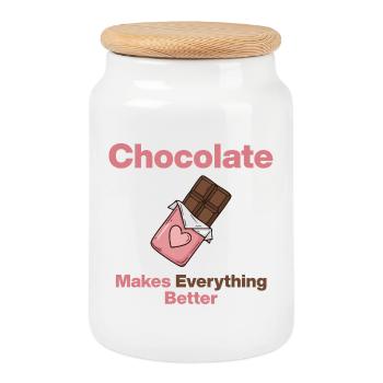 Chocolate makes everything better - Cookie Jar with Wooden Lid - white - Front