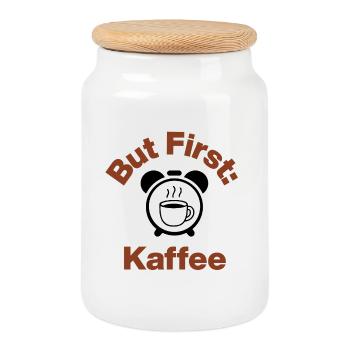 But First: Coffee First, Coffee Lover - Cookie Jar with Wooden Lid - white - Front