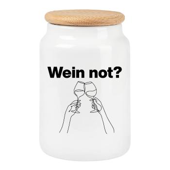 Wein not? – Prost aufs Leben, Wein Lover - Keksdose mit Holzdeckel - Weiß - Vorne