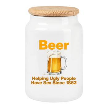 Bière, depuis 1862 en aide aux gens, bière, amateur de bière - Boîte à biscuits avec couvercle en bois - blanc - Devant