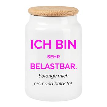 I'm very resilient. As long as no one has me - Cookie Jar with Wooden Lid - white - Front