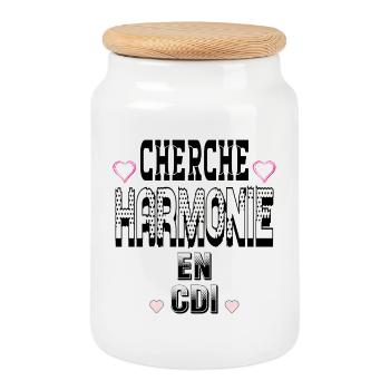 Cherche Harmonie en CDI - Boîte à biscuits avec couvercle en bois - blanc - Devant