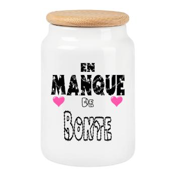 En Manque de Bonté - Boîte à biscuits avec couvercle en bois - blanc - Devant
