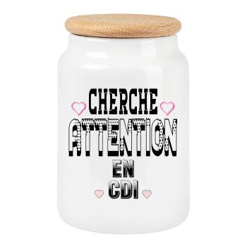 Cherche Attention en CDI - Boîte à biscuits avec couvercle en bois - blanc - Devant