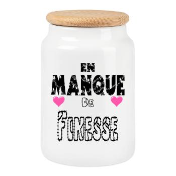 En Manque de Finesse - Boîte à biscuits avec couvercle en bois - blanc - Devant