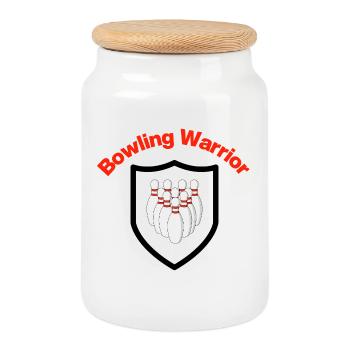 Guerrier du Bowling, Chasseur de Quilles, Strike, Armée des Quilles - Boîte à biscuits avec couvercle en bois - blanc - Devant