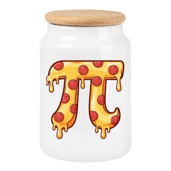 Pizza Pi Funny Food Nerd Math Pun Lover - Cookie Jar with Wooden Lid - white - Front