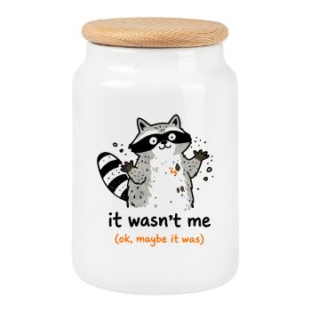 Ce n’était pas moi, peut-être que c’était l’humour des ratons laveurs - Boîte à biscuits avec couvercle en bois - blanc - Devant