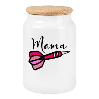 Maman joueuse de fléchettes - Boîte à biscuits avec couvercle en bois - blanc - Devant