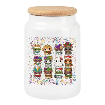 Concours de costumes de fête de lapins de carnaval cadeau drôle - Boîte à biscuits avec couvercle en bois - blanc - Devant