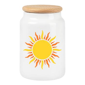 Solar Power Pattern – Ray Design - Cookie Jar with Wooden Lid - white - Front
