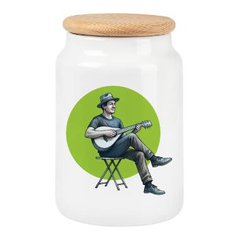 MANDOLIN - sound & vision - Cookie Jar with Wooden Lid - white - Front