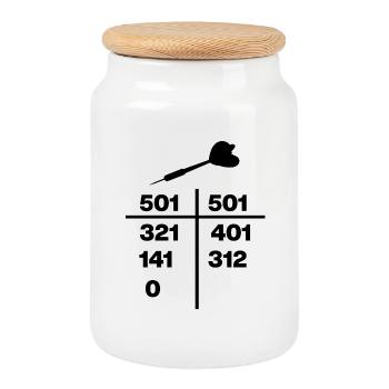 9-Darter – Finish parfait 501 - Boîte à biscuits avec couvercle en bois - blanc - Devant