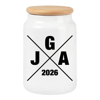 Jga 2026 Enterrement de vie de garçon - Boîte à biscuits avec couvercle en bois - blanc - Devant