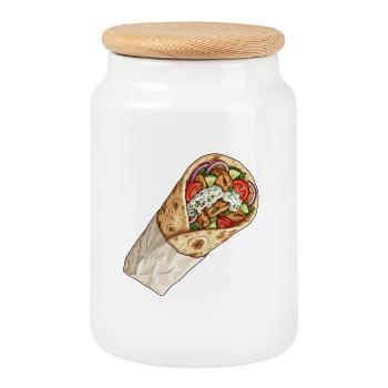 Gyros-Design - Keksdose mit Holzdeckel - Weiß - Vorne