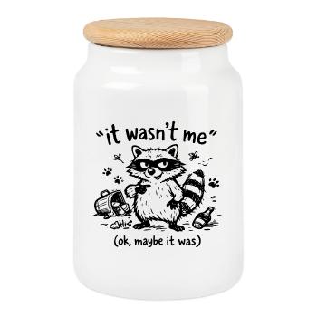 It Wasn’t Me Ok Maybe It Was Waschbär Doodle - Keksdose mit Holzdeckel - Weiß - Vorne