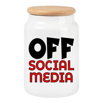 HORS RÉSEAUX SOCIAUX - Boîte à biscuits avec couvercle en bois - blanc - Devant