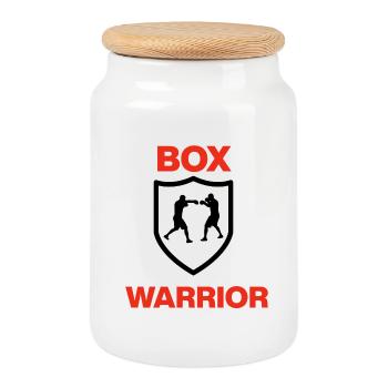 Box Warrior – Fight Mode, Boxing, Gym - Cookie Jar with Wooden Lid - white - Front