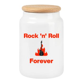 Rock ’n’ Roll Forever – Burning Guitar, Rockmusik - Keksdose mit Holzdeckel - Weiß - Vorne