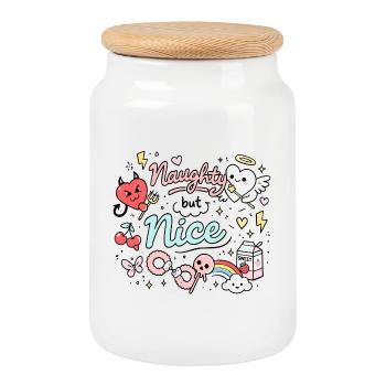 Déclaration de Gribouillis Espiègle Mais Espiègle - Boîte à biscuits avec couvercle en bois - blanc - Devant