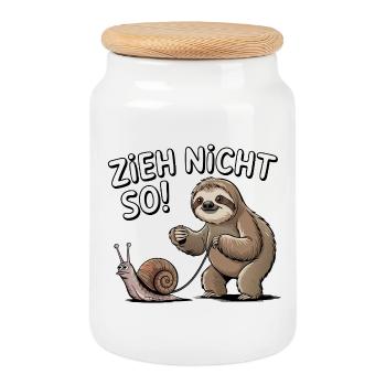 Sloth Humor Don't Pull So Cartoon - Cookie Jar with Wooden Lid - white - Front
