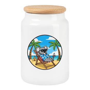 Coole Koala-Strandferien-Sommerstimmung - Keksdose mit Holzdeckel - Weiß - Vorne