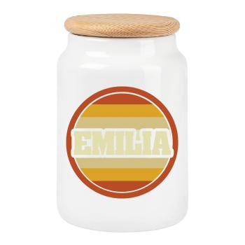 First name Emilia - Cookie Jar with Wooden Lid - white - Front